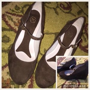 NWOT💜💜JOHNSTON & MURPHY💜💜 BROWN SUEDE WEDGES